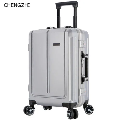 CHENGZHI 2" 24" дюймов Высокое качество PC чемодан на колёсиках Спиннер на колесиках алюминиевая рама Дорожный чемодан бизнес-тележка для багажа - Цвет: silver
