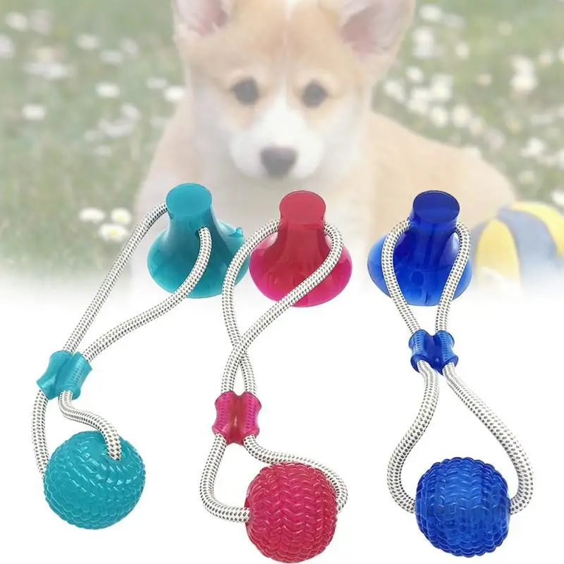 

Dog Push Toy Dog Interactive Activity Doggy Suction Cup Push Ropeball Tug TPR Ball Pet Tooth Cleaning Chewing Multifunction Pet Molar Bite Toy