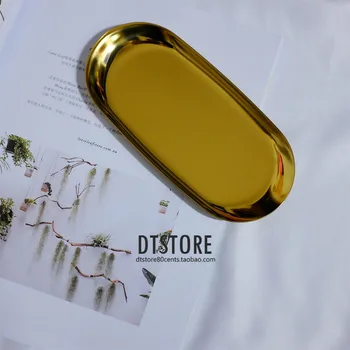 

Modern Stainless steel Storage Trays Ellipse Tray Stainless Steel Jewelry Receive Tray Dessert Dish Plate Decorative Articles-Go