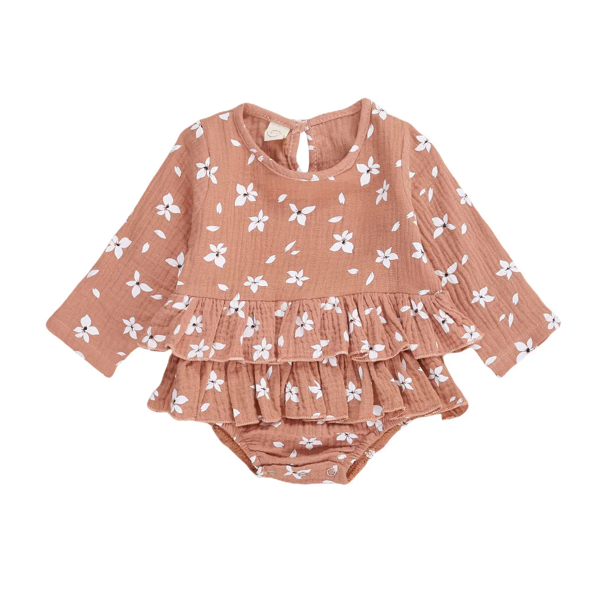 Хлопковый льняной комбинезон с принтом лепестков для новорожденных девочек от 0