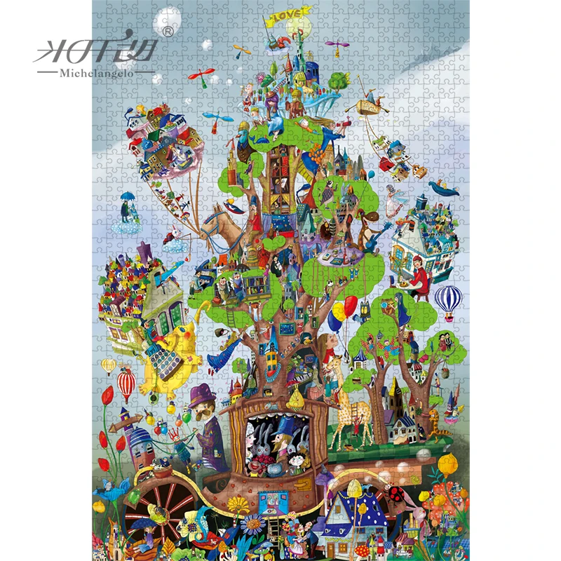 Michelangelo Wooden Jigsaw Puzzle 500 1000 1500 2000 Pieces Love Carriage Cartoon Animal Kid Educational Toy Art Home Decor Gift