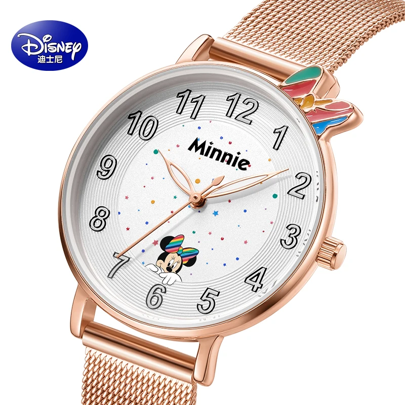 Disney модный бренд для девочек часы натуральная кожа с большими ушками Микки Маус