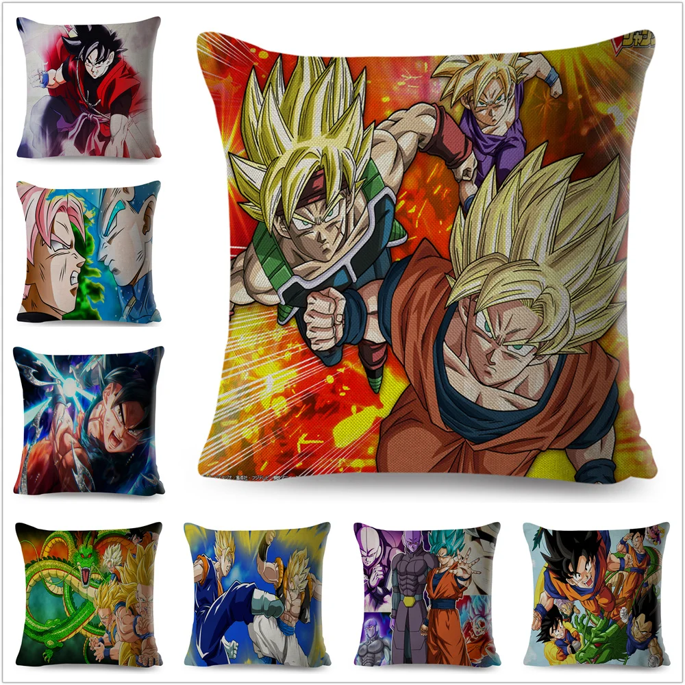 Красочная японская аниме Dragon Ball наволочка для дивана мультяшное украшение для дома Сон Гоку льняная наволочка 45*45 см наволочка