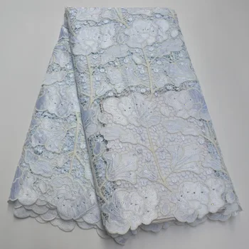 

High Quality Swiss Voile Lace Latest Nigeria Cord Lace Fabric With Stones Embroidery African Lace Fabric For Dubai Bride Clothes