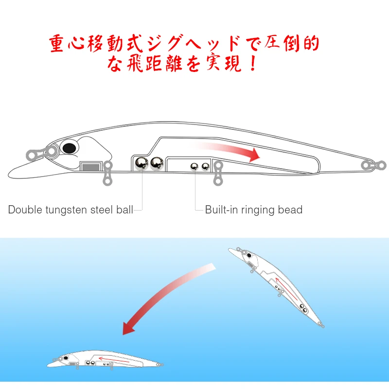 TSURINOYA приманка для ловли гольяна с длинным отливом DW51, 120 мм, 19,5 г, 5 шт., высокопрочная приманка для щуки