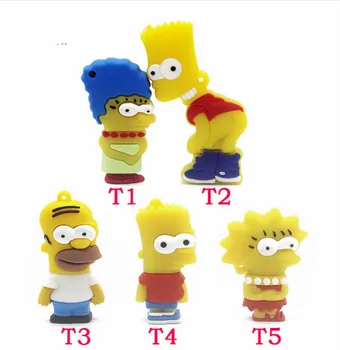 

Wholesale the Simpsons USB Flash Drive16g32g Fashion USB 3.0 custom flash drive silica gel cartoon mini gift usb thumb drive