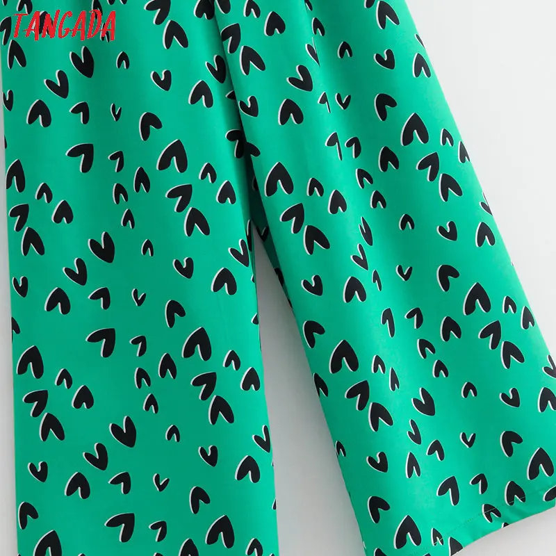 Tangada Women summer green heart print long jumpsuit Sleeveless backless bow female sexy beach Jumpsuit 1F113 Tangada Women summer green heart print long jumpsuit Sleeveless backless bow female sexy beach Jumpsuit 1F113