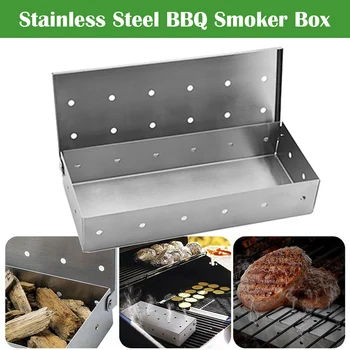 

Newly Stainless Steel BBQ Smoker Cold Smoke Box Barbecue for Meats Fish Kitchen Camping TE889