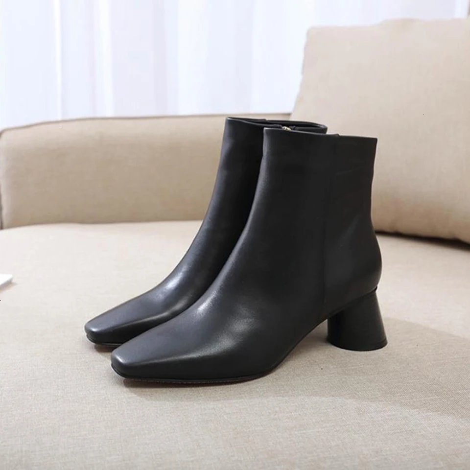 

BELLECOM Fall 2019 New British Wind-heeled Shoes, Leather Square Headed Martin Boots and Girls Boots