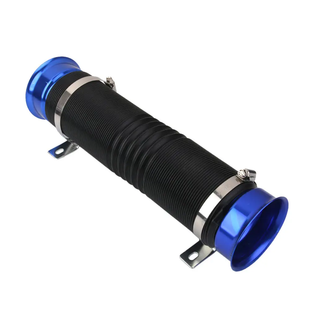 Universal Fit Blue 3 Inch Multi Flexible Adjustable Cold Air Intake Inlet Pipe Hose Tube Kit