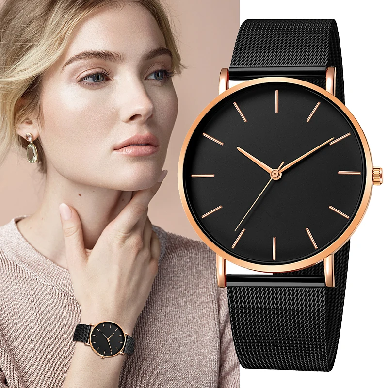 

2020 latest fashion simple ladies quartz watch stainless steel mesh casual watch temperament goddess watch