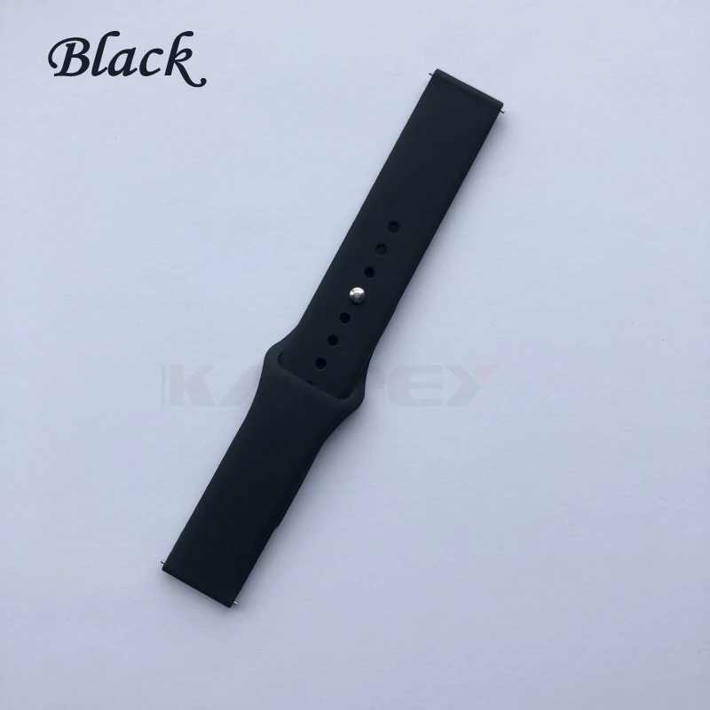 Черный Силиконовый ремешок 22 мм 20 мм для Xiaomi Amazfit Bip GTS Pace stratos 2/2 S, универсальный браслет на запястье, спортивный ремешок, смарт-часы, браслет - Цвет: Черный