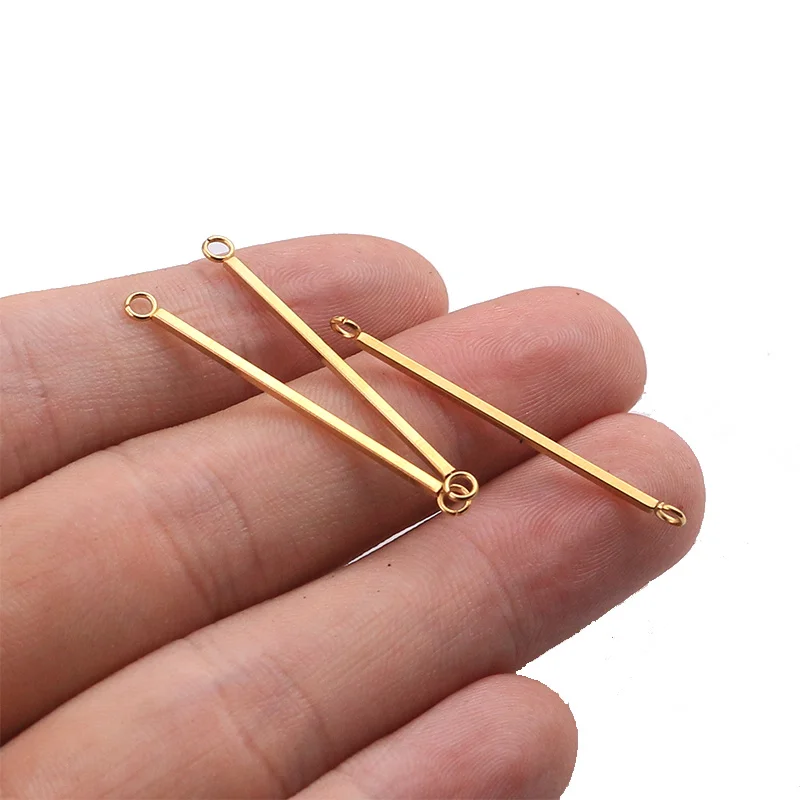 

10pcs/lot 25mm/30mm Stainless Steel 2 loop Long Bar Stick Connector Link Gold Tone DIY Drop Earring Jewelry Making Findings bts