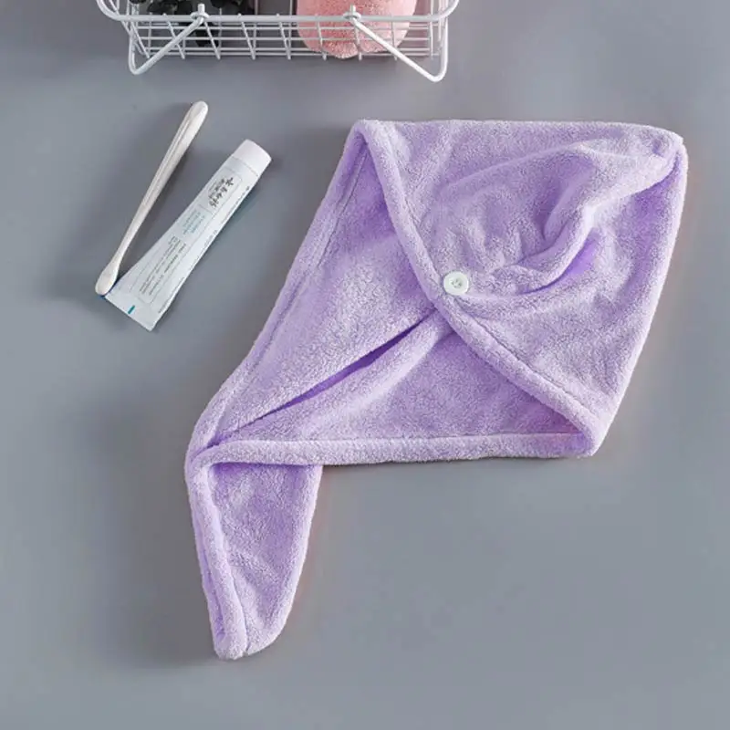 Light purple Шапочка для сушки волос для женщин и девочек волшебное сухое полотенце для волос шапка s обертывания быстросохнущие инструменты для купания случайные цвета - Color: Light purple