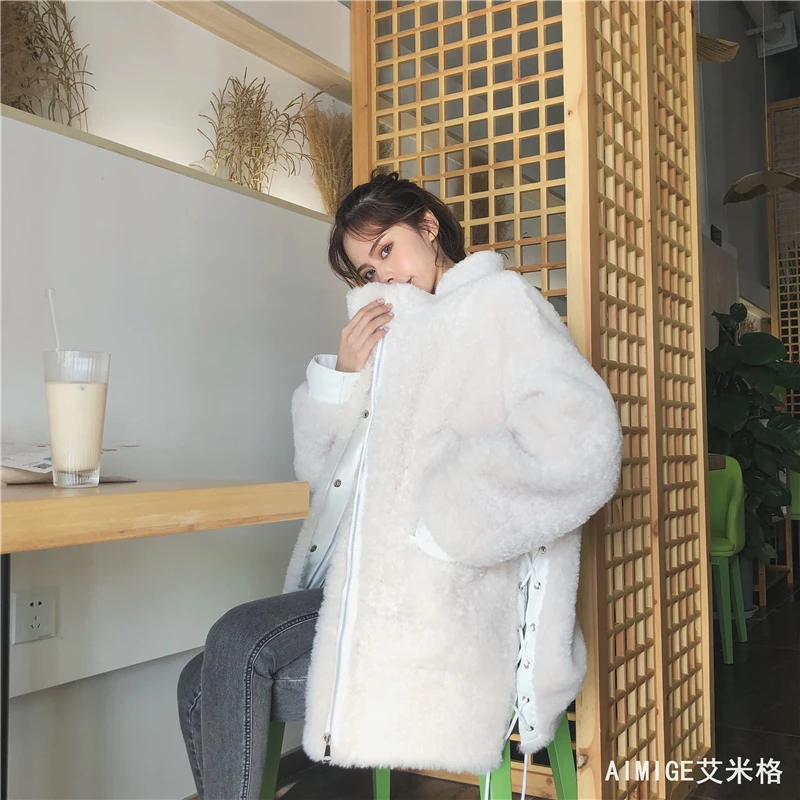 women's clothing winter outerwear coats new lambs wool plush curly fur coat Leather grass 1018