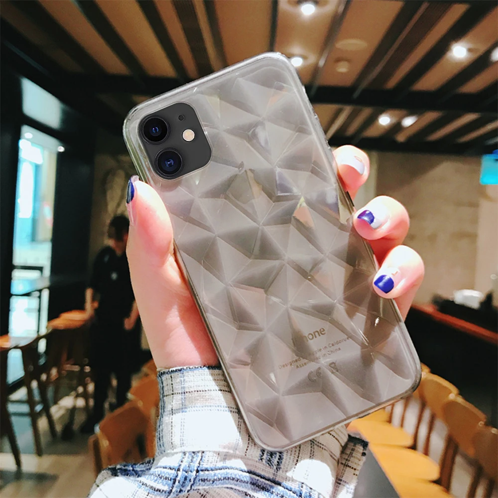 Чехол с алмазной текстурой для iPhone 11 Pro XS Max XR 6 6s 7 8 Plus X мягкий чехол телефона милый