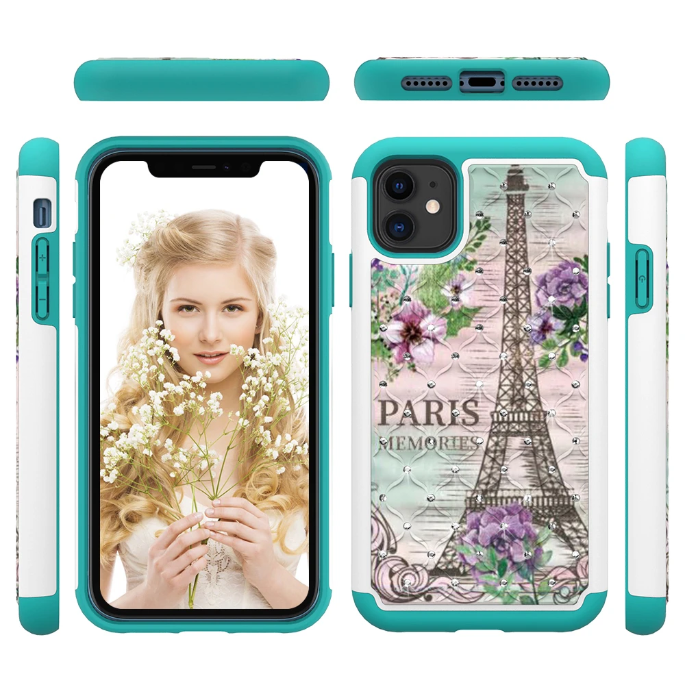 Luxury Ultra-thin Painted Tower Phone Case For iPhone 11 Pro MAX 7 8 Plus X XS XR Bling Diamond Soft TPU Cover | Мобильные телефоны