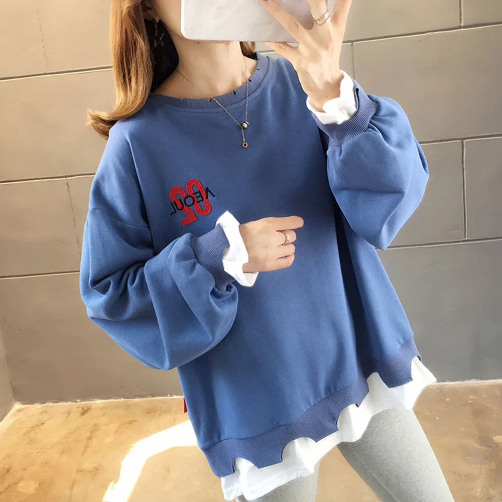 

Hoodies For Women Sweatshirt 2020 Slim New Autumn Oversized Loose Bottoming Shirt Pullover Sprinting Fake Two Piece