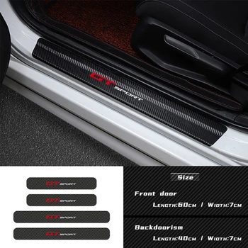 

4pcs Carbon Fiber GT Sport Emblem Badge Car Door Threshold Guard Sill Plate Stickers For Ford Honda Kia Car accessories