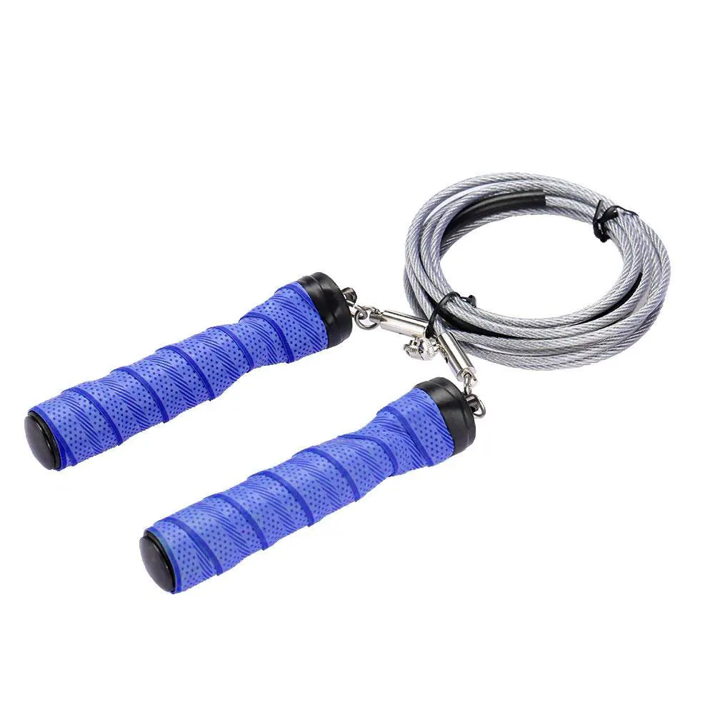 Blue Jump Rope Steel Wire Double Ring Sports Adjustable Speed Rope Skipping - Цвет: Blue