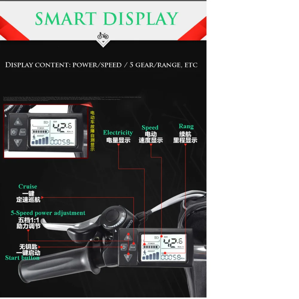 Best - 21 26 - Inch Folding Electric Bike Speed Mountain Bike 48v Lithium Mini Long Rang Ebike Battery Pack Adult Smart Lcd 5