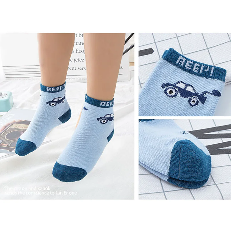 5 Pair Children Car Pattern Crew Socks Casual Cotton Soft Warm Breathable Socks Hot Sales