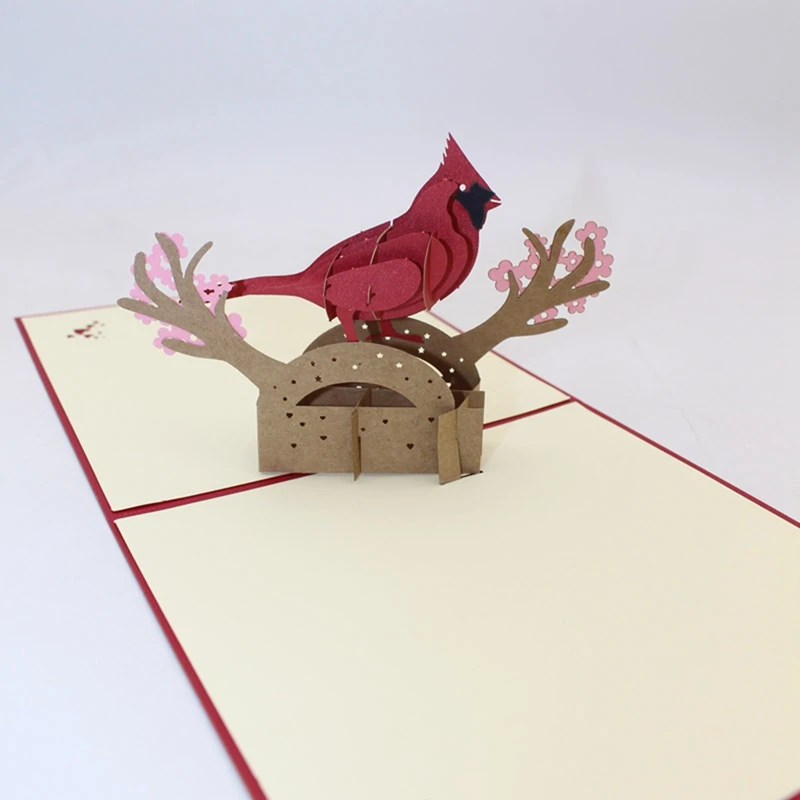 3D Birthday Card Parrot Christening Baby Shower Invitations Laser Cut Christmas Party Cards Blank Thank You With Envelopes