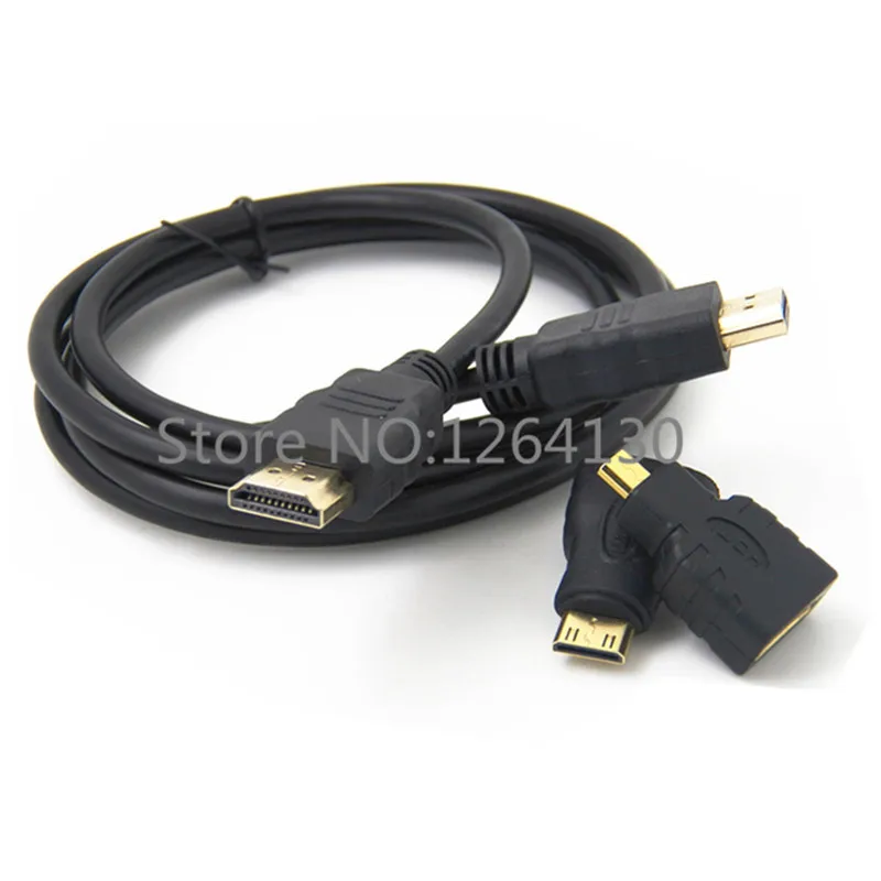 3 в 1 HDMI к HDMI Mini HDMI Micro HDMI кабель V1.4 Золотой-адаптер для плакировки конвертер для Xbox 360 HDTV 1080P 1 M/1,5 M/3M/5 M/10 M