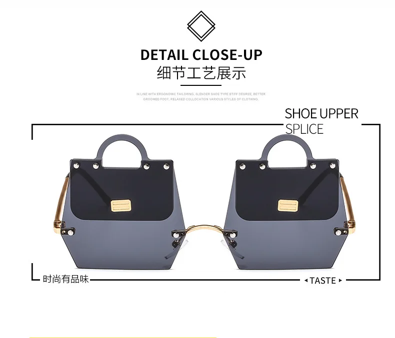 new trend personality handbag sunglasses women's irregular metal box catwalk fashion tide cool sunglasses glasses