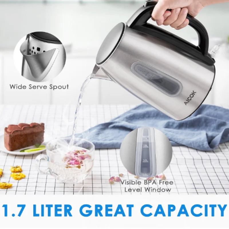 

Electric Kettle 1.7L 1500W 100% BPA Free Ultra Fast Boiling Kitchen Household