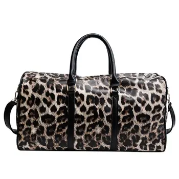 

Unisex Fashion Leopard Pettern Large Capacity Leather Shoulder Bag Travel Bag Shoulder Multi-function Luggage Bags For Women /E