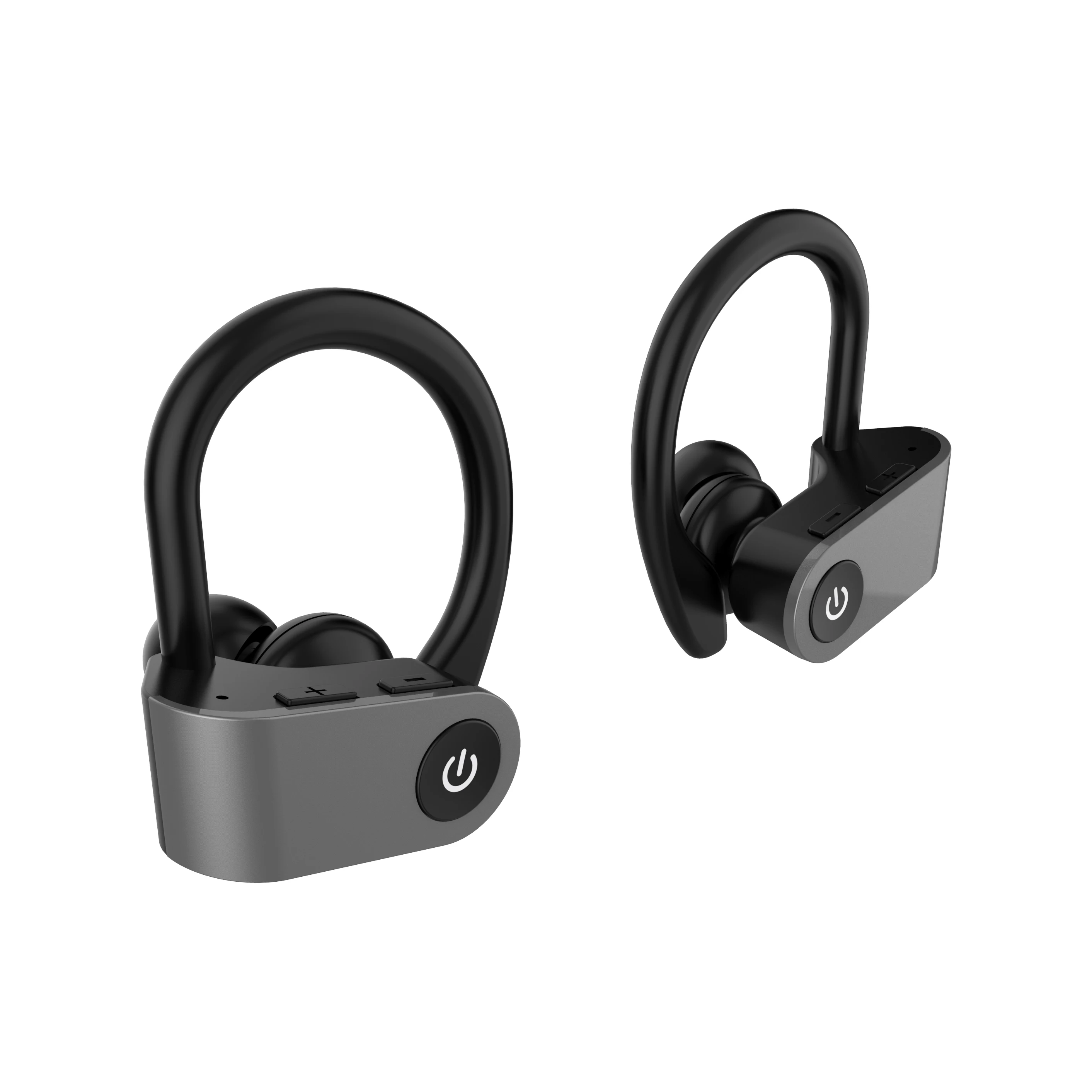 Caletop TWS, беспроводные наушники для бега, спортивные Bluetooth наушники с микрофоном, ушные крючки, наушники, Автоматическое Сопряжение, снижение уровня шума - Цвет: Черный