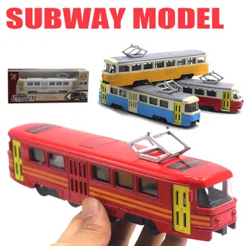 

Classic Train Tram Kid Toy Diecast Pull Back Car Model with LED Lights And Sound Music Developmental Education Toys For Children