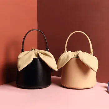 

Small Design Leather Women's Bag Bucket Bag Women's 2020 New Bow Single Shoulder Portable Women's Bag