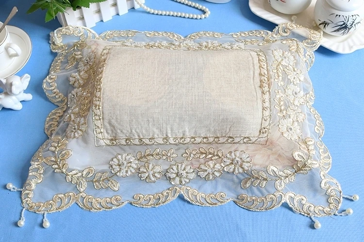 European Classical Fashion Cotton Lace Embroidered Trim Beautiful Placemat Coaster Coffee Table Mat Christmas Wedding Decoration