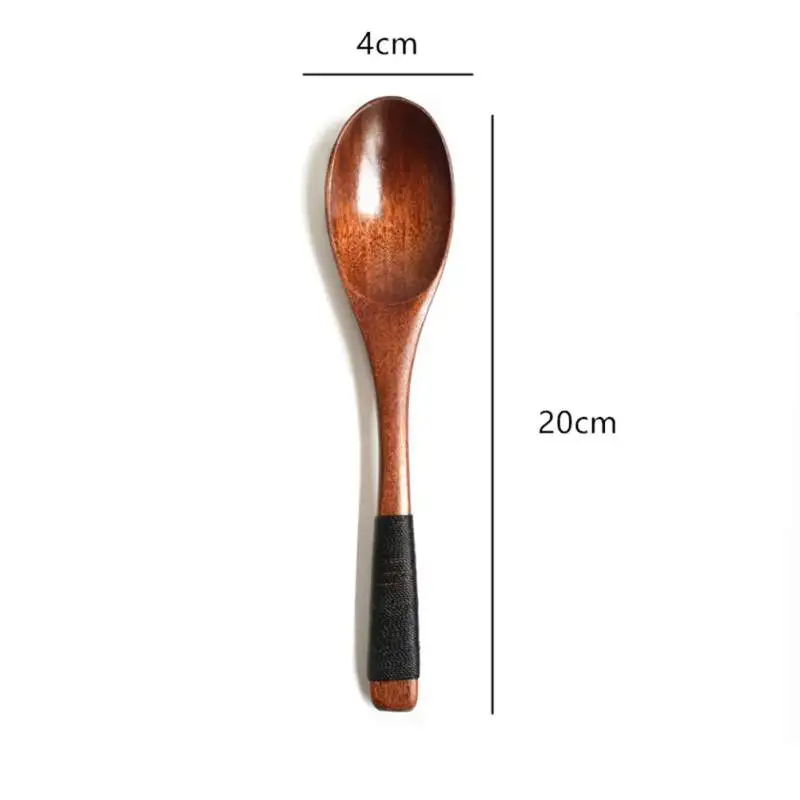 Деревянные ложки большая длинная ложка детская ложка деревянный рисовый суп десертная ложка кофе чайная ложка Нескользящая посуда - Цвет: A1
