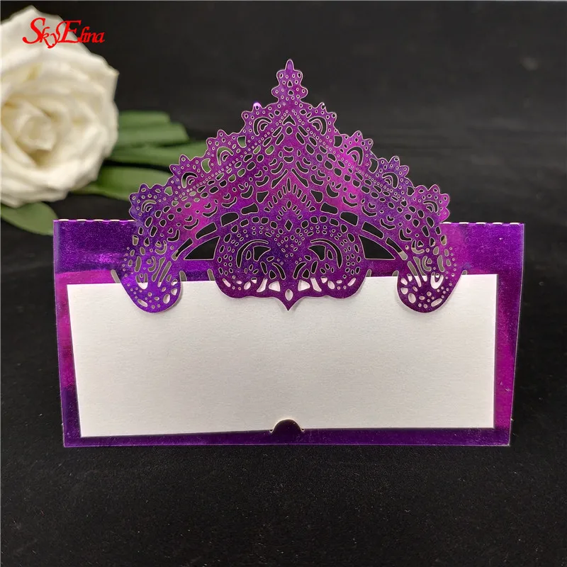 bright purple Винтажный 100 шт лазерный вырез на кружеве номер Стола Имя карты место карты Свадьба День Рождения украшения поставки 5zSH935 - Цвет: bright purple