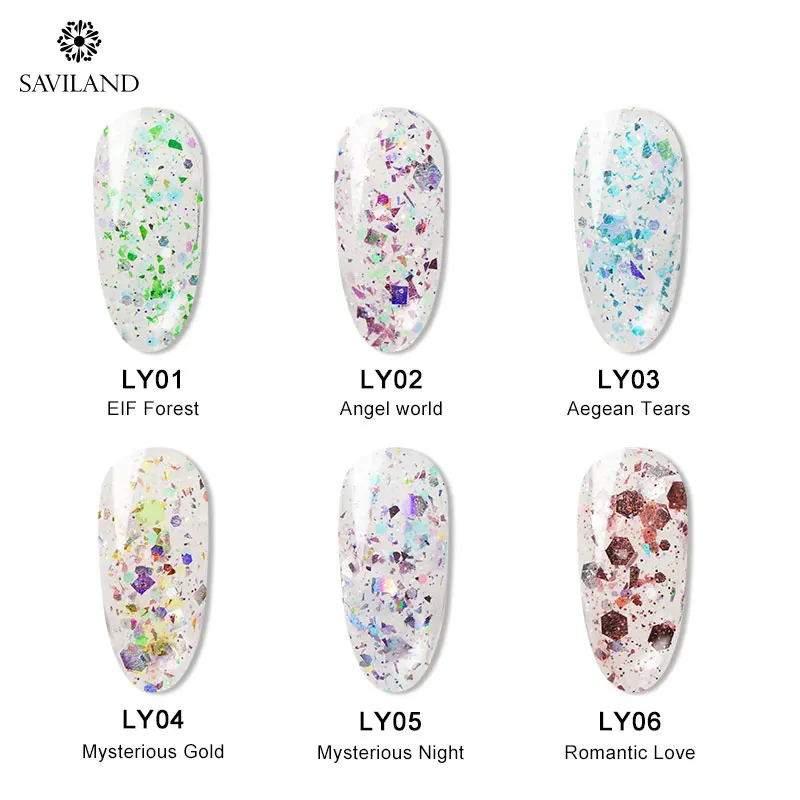 SAVILAND Colors Diamond Poly Gel Soak Off UV Builder Gel Glitter Gel Lacquer Camouflage Fast Nail Extension Poly Gel Art Design