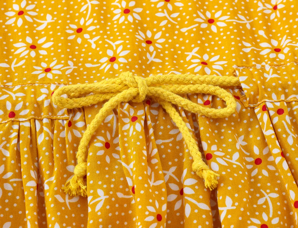 Toddler Baby Kids girls dress Floral Flowers Ruched Strap Summer Princess Dress 2-7 Years old children clothes summer #B