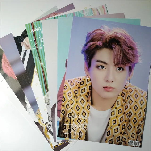 Jung Kook 8*(42x29 см) Bangtan мальчики вокруг плакатов наклейки на стену подарок KPOP дропшиппинг плакаты Jung Kook V SUGA JIMIN RM JIN - Цвет: Jung Kook