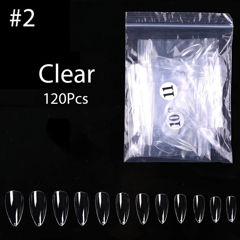 Clear 120pcs Накладные советы для наращивания ногтей, полное покрытие, инструменты для маникюра, прозрачный натуральный белый, смешанные цвета, дизайн для ногтей - Цвет: Clear 120pcs
