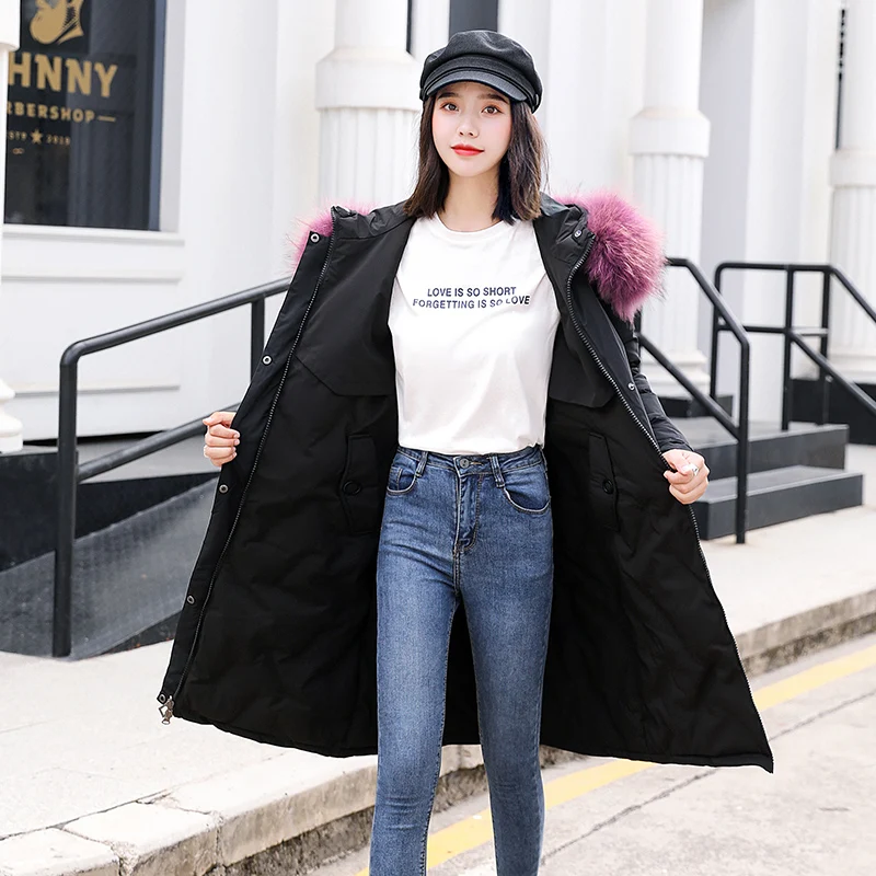 Black with black Размера плюс Для женщин Двусторонняя одежда пуховая хлопковая куртка Для женщин Средний Длина более Размеры d хлопковое пальто свободные плюс удобрения 5XL 100 кг - Цвет: Black with black