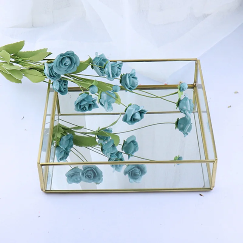 

Retro Geometry Glass rectangular uncovered storage box Jewelry Accessories Multifunction Storage Box Display Box Storage