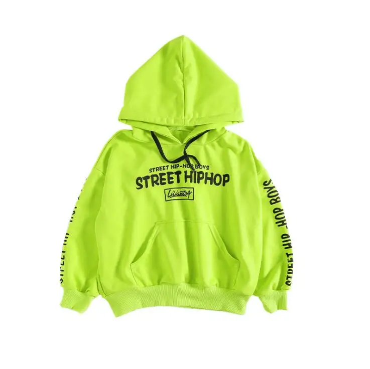 Green Hoodie Детская одежда в стиле хип-хоп зеленая Повседневная Толстовка, топы, свободные штаны на лямках для девочек и мальчиков, джазовые танцевальные костюмы бальные танцы, Одежда для танцев - Цвет: Green Hoodie