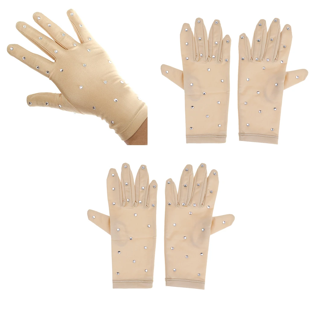 2 Pair Figure/ice Skating Gloves with Rhinestones Dinner Party Banquet Glove