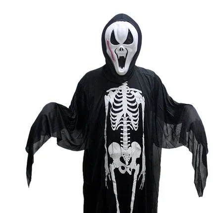 Костюм на Хэллоуин, одежда с черепом, маска, нарядное платье с кровавыми пятнами, перчатки, страшная ведьма, пасхальный день, забавные вечерние, набор для демона - Цвет: Adult Cloth Mask