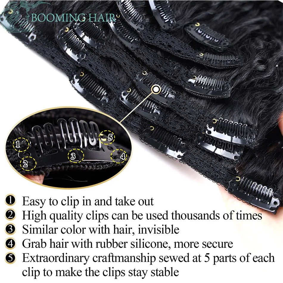 Synthetic Curly Clip In Hair Extensions Natural Hairpieces Hair Extensions Clip in 7 Pcs Full Head Organic Clip ins 26”/140g