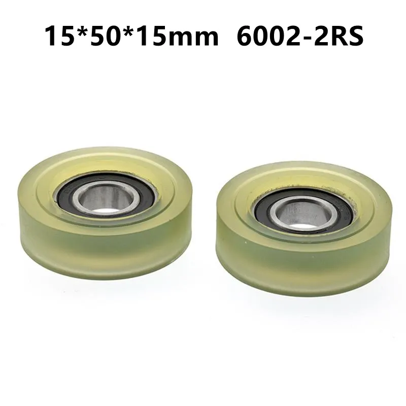 

5pcs/20pcs 15*50*15mm Polyurethane PU 6002-2RS Low Noise Roller Bearing Friction Pulley Soft Rubber 15x50x15mm