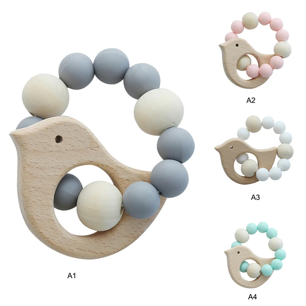 

Arrived Decoration toy Baby Stroller Accessories Wood Silicone Beads Teeth String Bracelet New