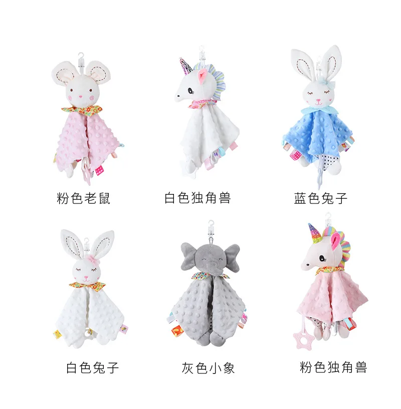 Baby Plush Stuffed Toys Security Tag Cute Stuffed Animal Blanket Comforter r Bunny Soothe Appease Towel Newborn Baby Shower Gift Baby Towel Baby Comforter Blanket